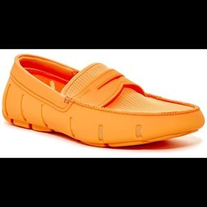 SWIMS orange rubber penny loafers for men